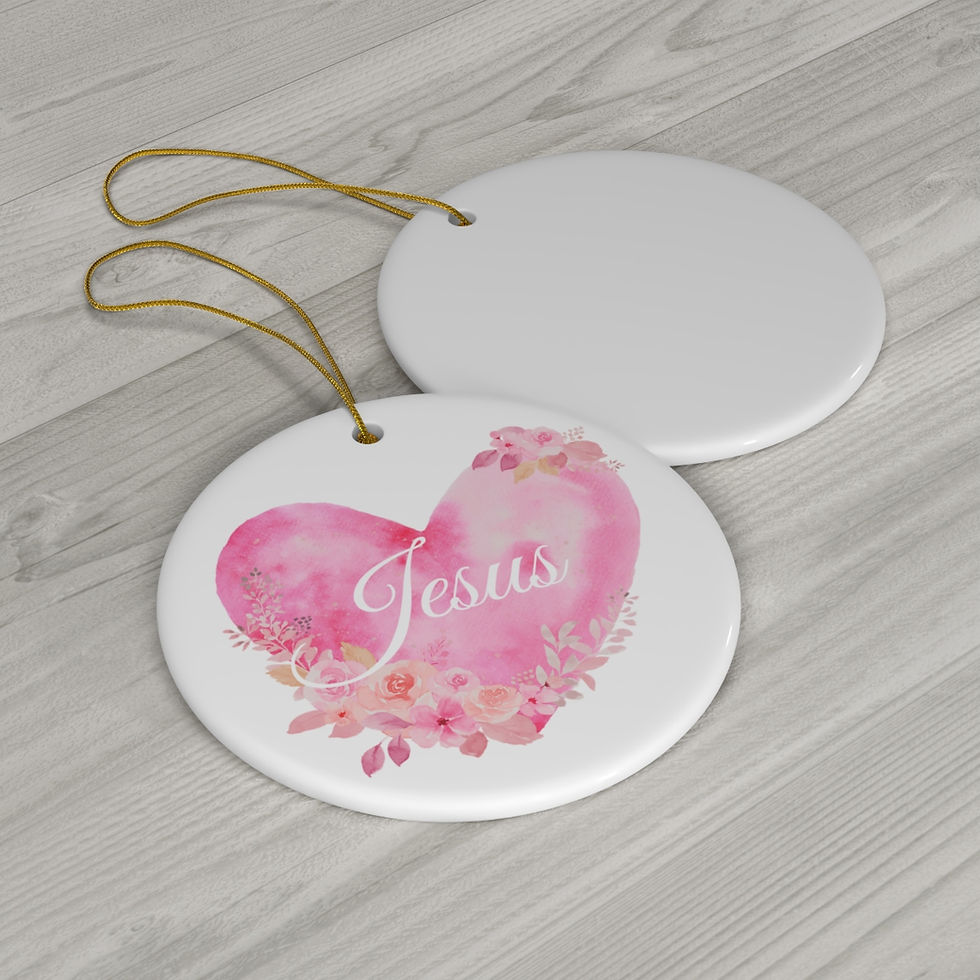 Thumbnail: Heart of Jesus - White ceramic ornament in 2 shapes