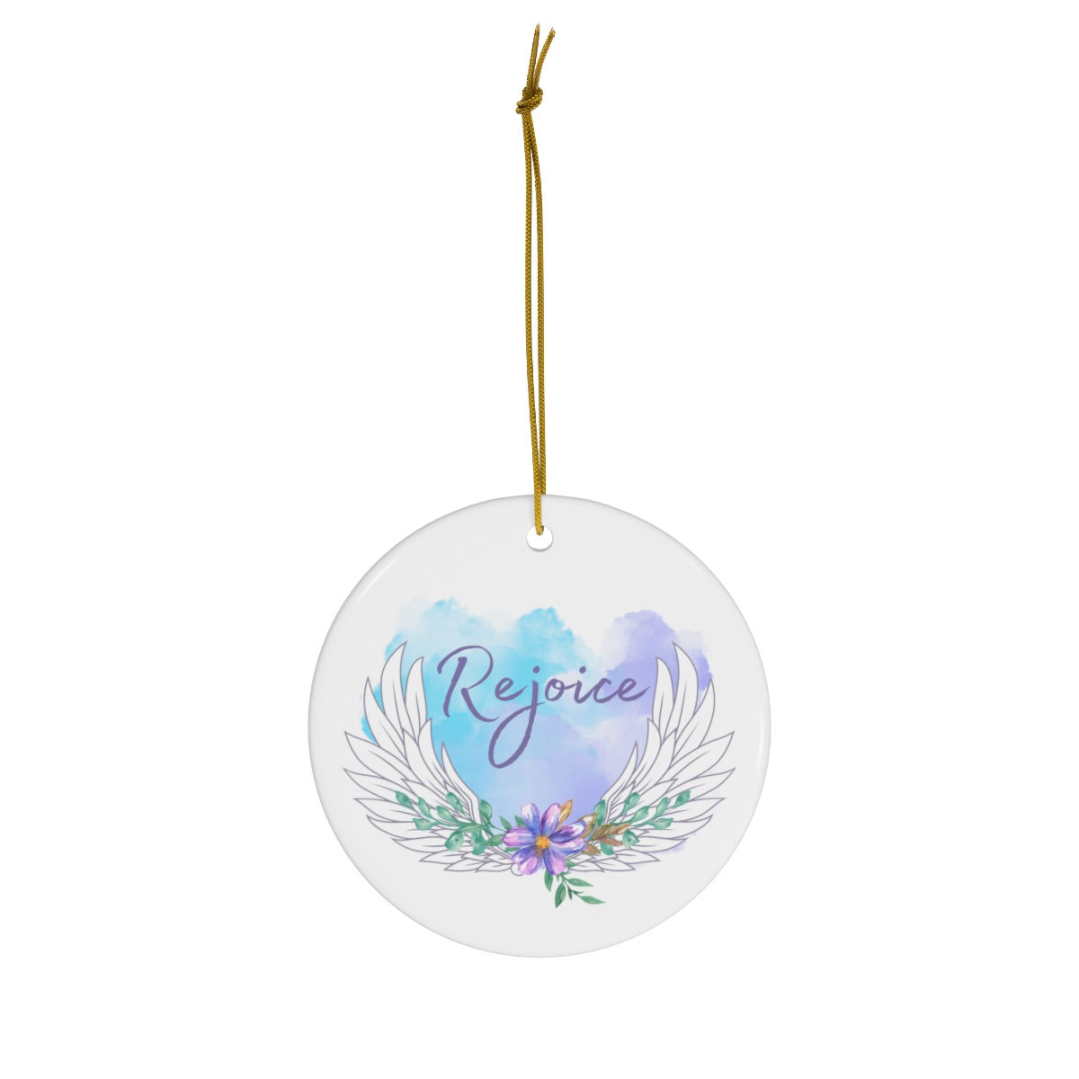 Rejoice White Ceramic Christmas Ornament