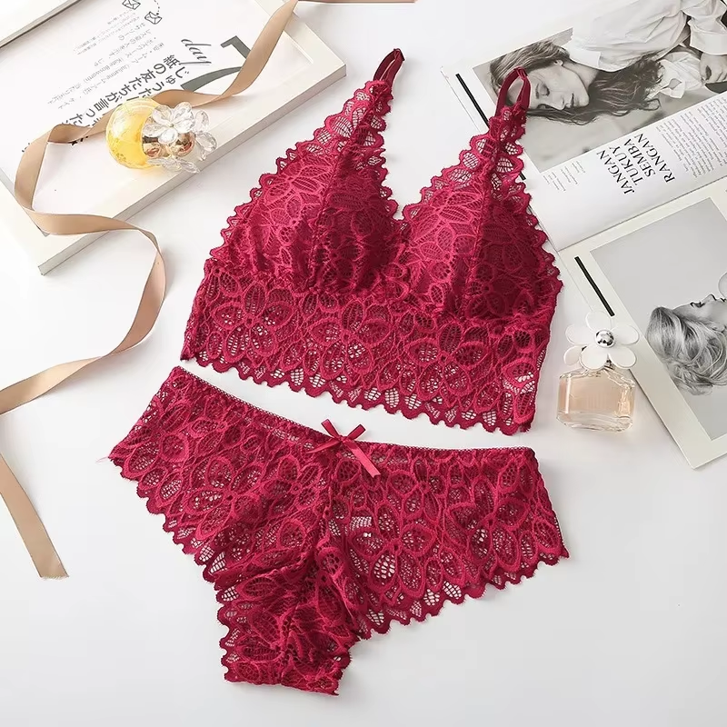 Thumbnail: Sexy Lace Women Lingerie Set Seamless Wire Free 