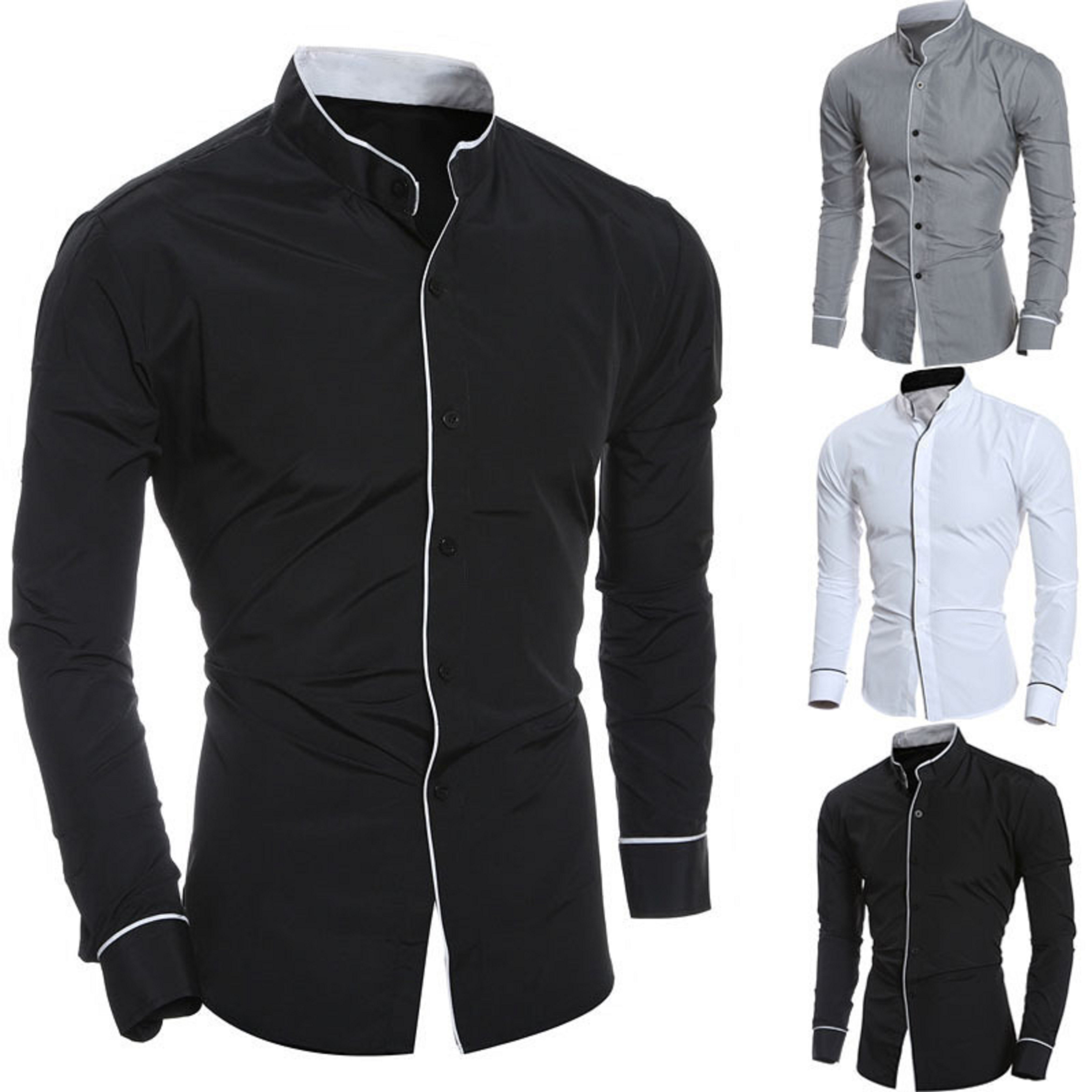 Men's Long-Sleeved Solid Color Shirt