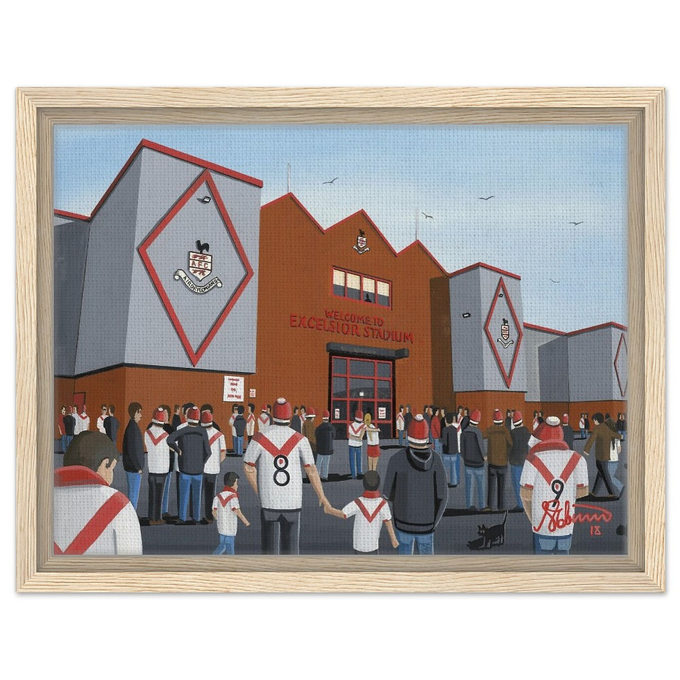Thumbnail: Airdrieonians F.C Excelsior Stadium. Football Framed Canvas Print. Ceramic Mugs, Fine Art Prints and posters etc By Artist Andrew Robinson. andrewrobinsonart.com