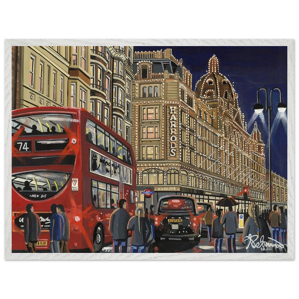Thumbnail: London, Harrods. Cityscape Landmark Framed Art Poster. Museum Quality Paper andrewrobinsonart.com