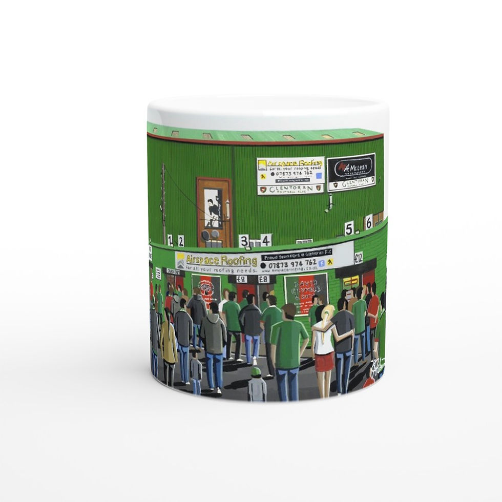 Thumbnail: Glentoran FC The Oval Football stadium scene by artist Andrew Robinson andrewrobinsonart.com. Available in fine art print, poster, canvas prints and mugs etc 