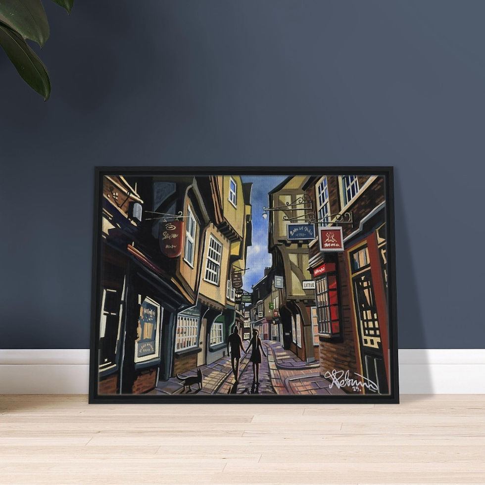 Thumbnail: York, The Shambles Framed Canvas Print. Cityscape Landmark Wall Art