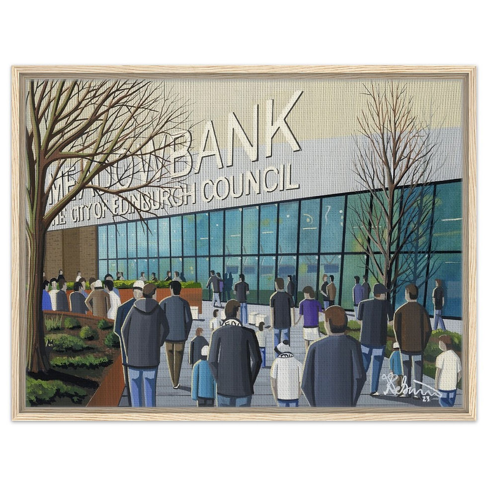 Thumbnail: Edinburgh City F.c Meadowbank  Football Stadium By Artist Andrew Robinson andrewrobinsonart.com, framed Fine Art Prints Posters, Canvas Prints, Ceramic Mugs etc