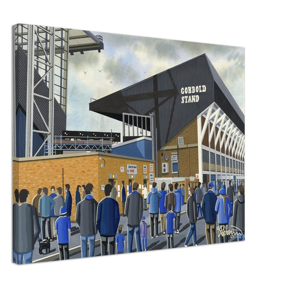 Ipswich Town F.C, Football Stadium By Artist Andrew Robinson andrewrobinsonart.com, Andrew Robinson art .Framed Fine Art Prints, Posters, Canvas Prints, Framed canvas prints, Ceramic Mugs etc sport, football, rugby, NFL
