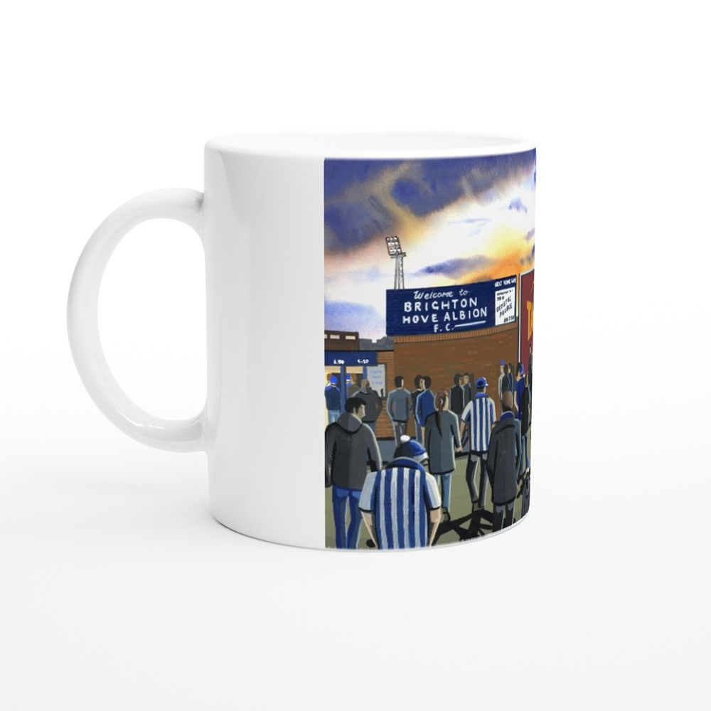 Brighton & Hove Albion, Goldstone Ground White 11oz Ceramic Mug.