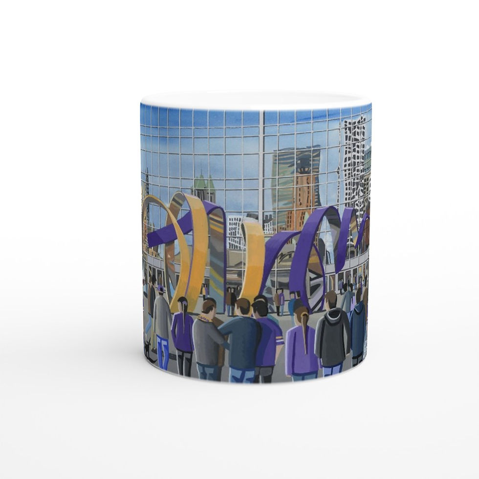 Thumbnail: Minnesota vikings nfl stadium framed art print canvas print poster printed ceramic mug by artist Andrew Robinson Andrew Robinson art  rugby NFL football soccer  stadium gifts art memorabilia andrewrobinsonart.com  