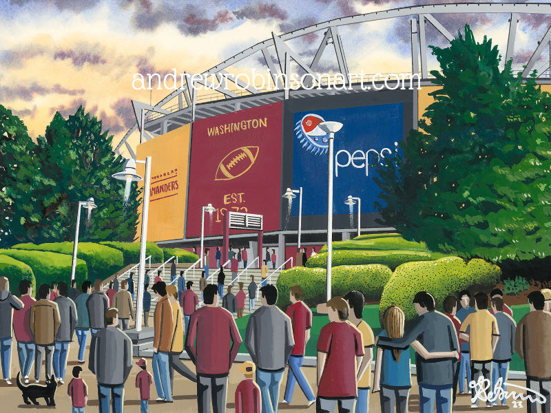 Thumbnail: Washington commanders  NFL stadium framed art print canvas print poster printed ceramic mug by artist Andrew Robinson Andrew Robinson art  rugby NFL football soccer  stadium gifts art memorabilia andrewrobinsonart.com   stadium framed art print canvas print poster printed ceramic mug by artist Andrew Robinson Andrew Robinson art  rugby NFL football soccer  stadium gifts art memorabilia andrewrobinsonart.com  