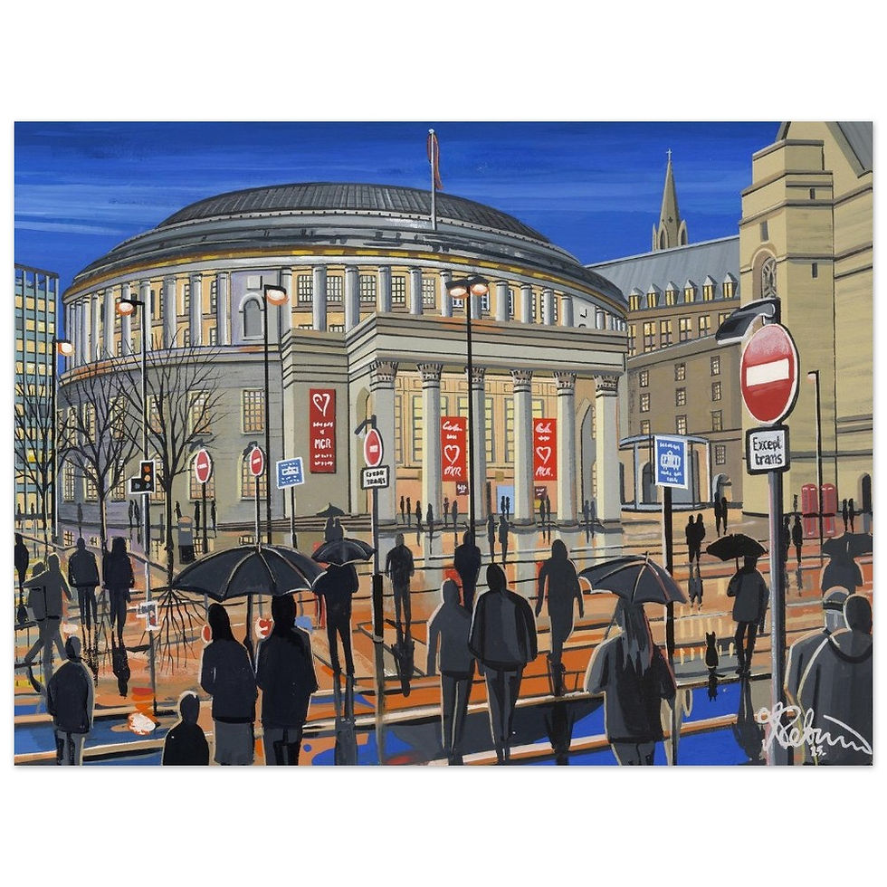 Thumbnail: Manchester Central Library cityscape art print by artist Andrew Robinson. Prints, posters, canvas prints & mugs etc available from andrewrobinsonart.com