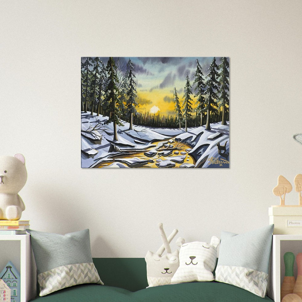 Thumbnail: “Snow Glow” Cambridgeshire snow winter scene by artist Andrew Robinson andrewrobinsonart.com. Available in fine art print, poster, canvas prints and mugs etc