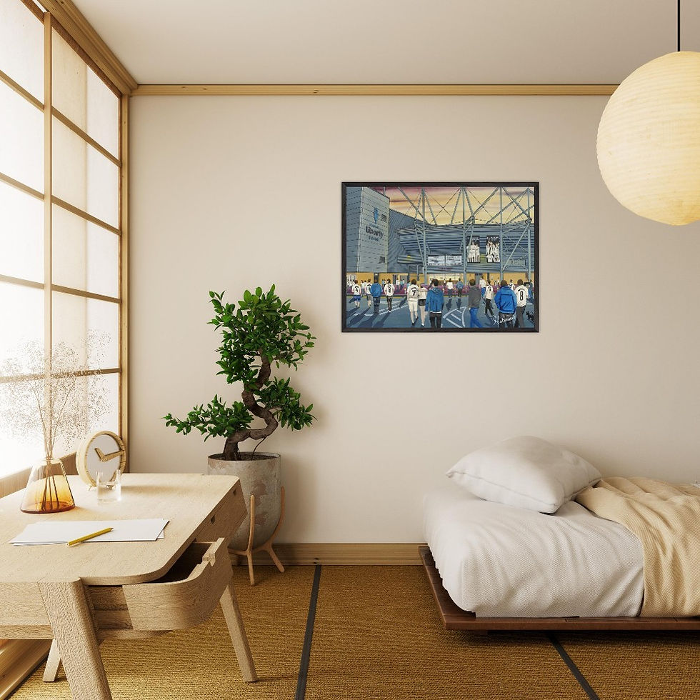 Thumbnail: Swansea City FC  football stadium By Artist Andrew Robinson andrewrobinsonart.com, Andrew Robinson art .Framed Fine Art Prints, Posters, Canvas Prints, Framed canvas prints, Ceramic Mugs etc sport, football, rugby, NFL