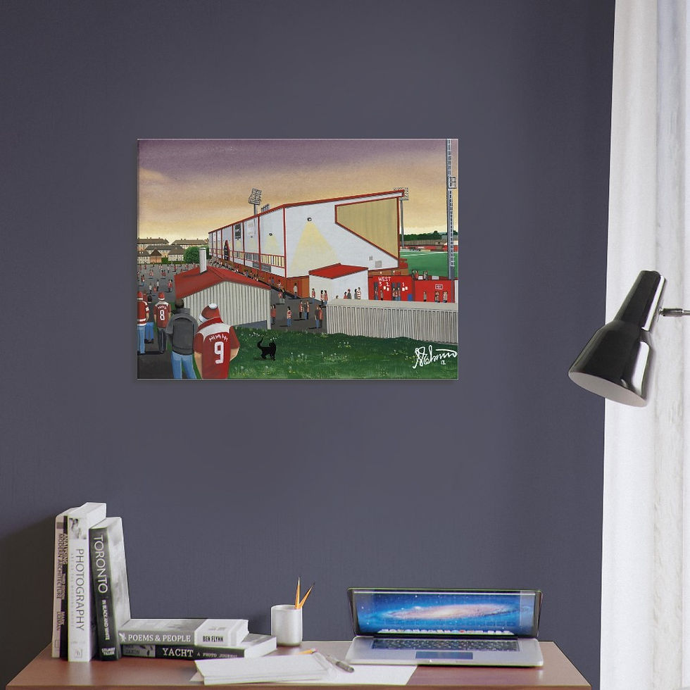 Thumbnail: Hamilton Academical F.C, Football  Stadium By Artist Andrew Robinson andrewrobinsonart.com, Andrew Robinson art .Framed Fine Art Prints, Posters, Canvas Prints, Framed canvas prints, Ceramic Mugs etc sport, football, rugby, NFL
