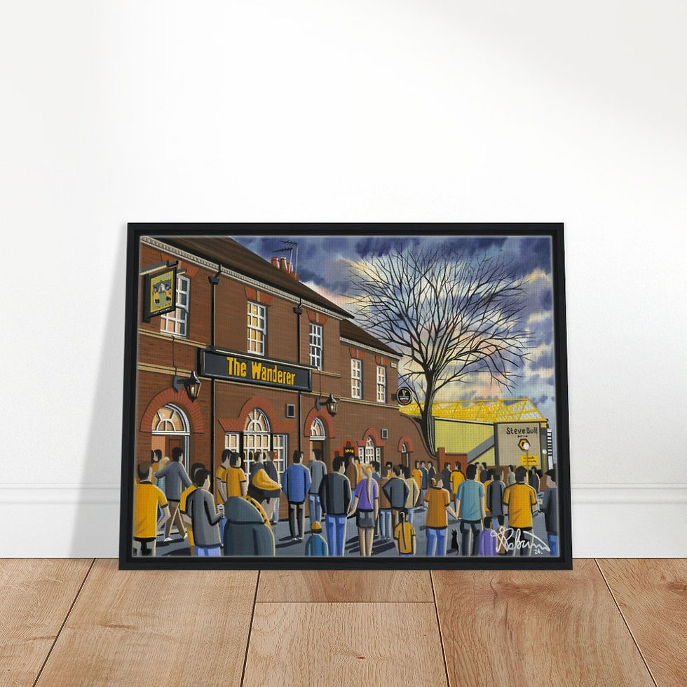 Thumbnail: Wolves, Wolverhampton Wanders FC Molineux Football Stadium By Artist Andrew Robinson andrewrobinsonart.com, Andrew Robinson art .Framed Fine Art Prints, Posters, Canvas Prints, Framed canvas prints, Ceramic Mugs etc sport, football, rugby, NFL