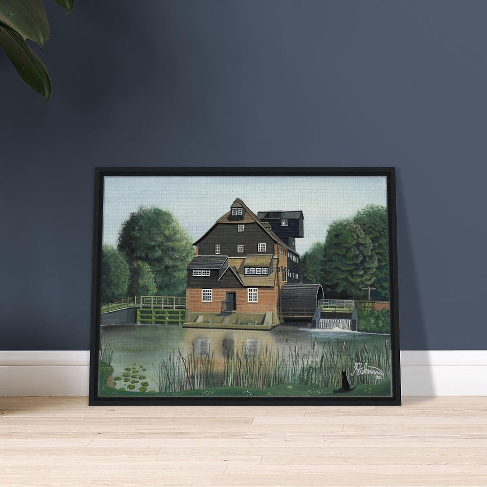 Thumbnail: Houghton Mill scene Cambridgeshire by artist Andrew Robinson andrewrobinsonart.com. Available in fine art print, poster, canvas prints and mugs etc