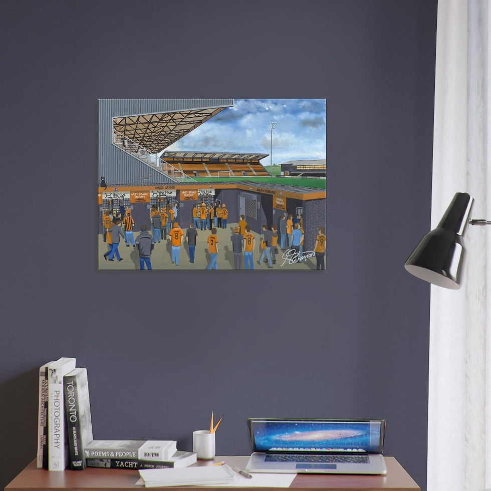 Thumbnail: Barnet FC The Hive football stadium scene by artist Andrew Robinson andrewrobinsonart.com. Available in fine art print, poster, canvas prints and mugs etc 