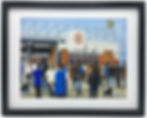 Leeds Rhinos Headingley rugby stadium scene by artist Andrew Robinson andrewrobinsonart.com. Available in fine art print, poster, canvas prints and mugs etc 