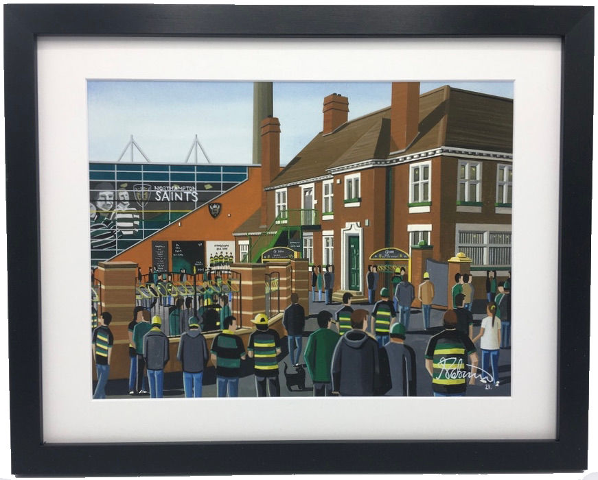 Northampton Saints Rugby. framed rugby club stadium fine art print andrewrobinsonart art gifts. Andrew Robinson Art