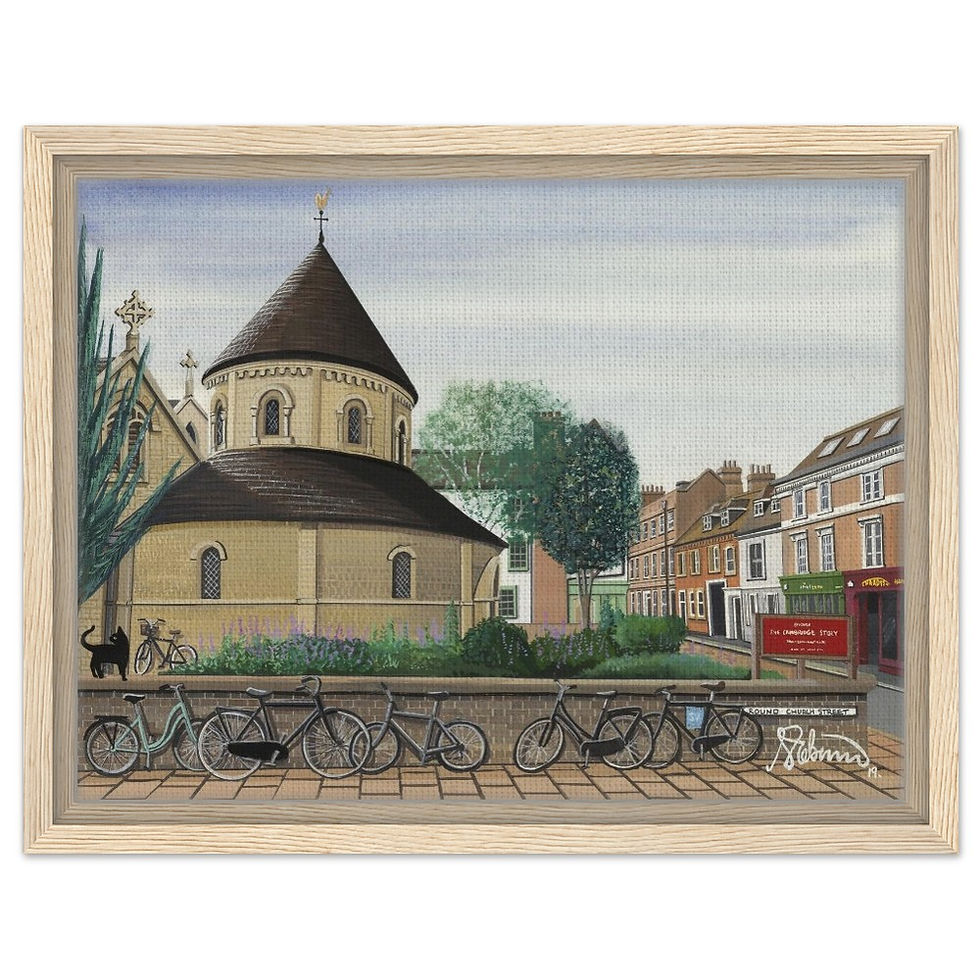 Thumbnail: Round Church, Cambridge, Cambridgeshire by artist Andrew Robinson andrewrobinsonart.com. Available in fine art print, poster, canvas prints and mugs etc