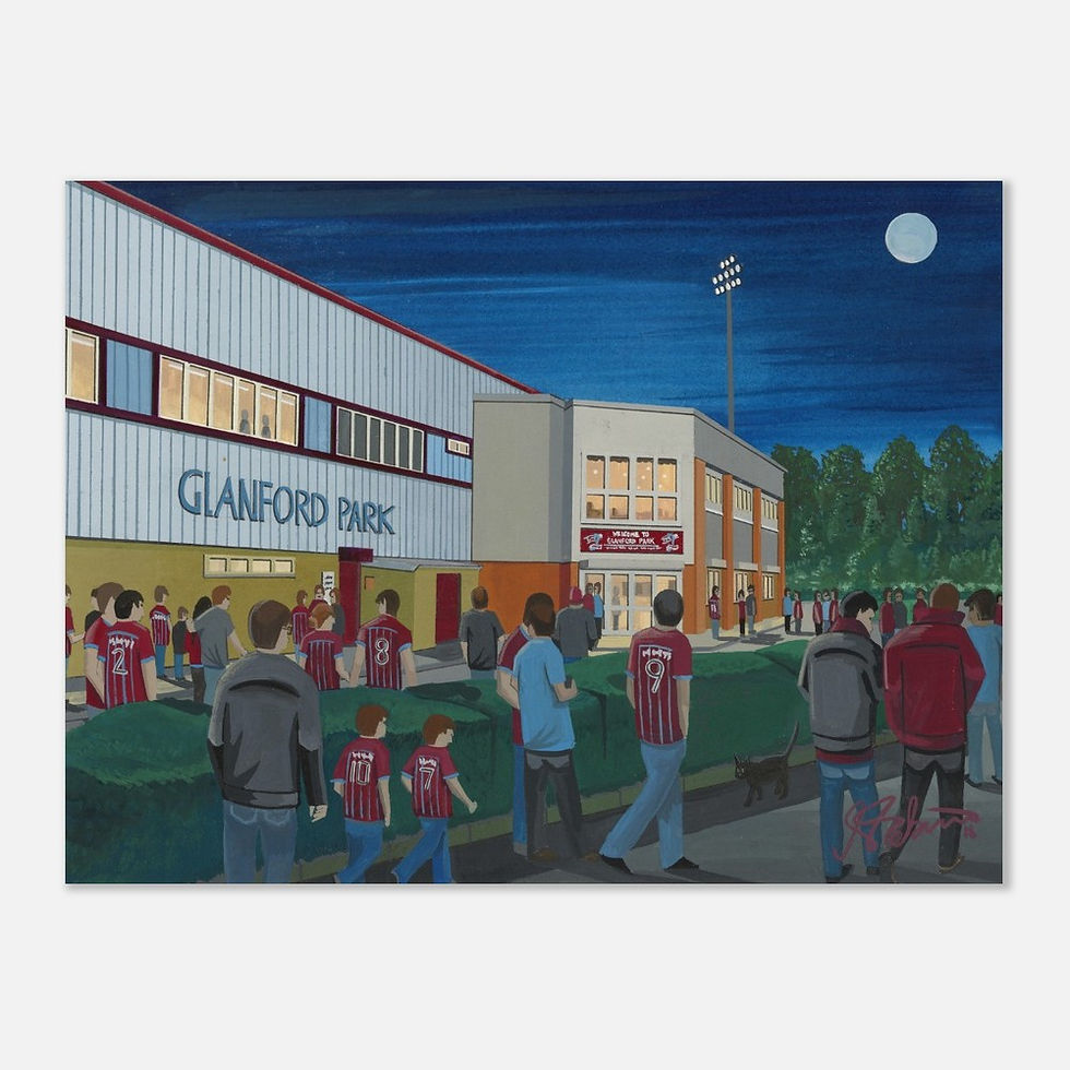 Thumbnail: Scunthorpe United FC Glanford Park football stadium By Artist Andrew Robinson andrewrobinsonart.com, Andrew Robinson art .Framed Fine Art Prints, Posters, Canvas Prints, Framed canvas prints, Ceramic Mugs etc sport, football, rugby, NFL