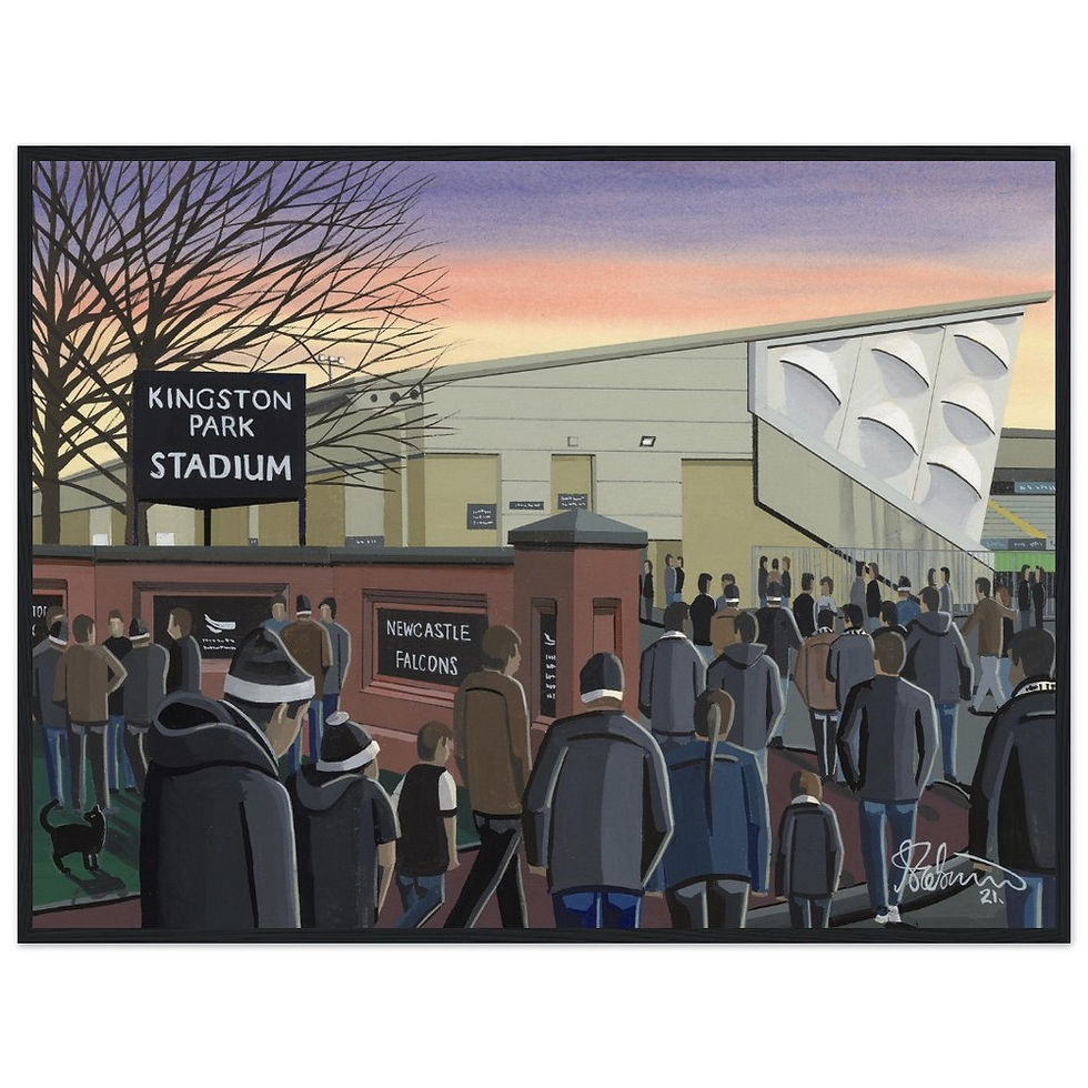 Newcastle Falcons Kingston stadium Rugby union framed art print canvas print poster printed ceramic mug by artist Andrew Robinson Andrew Robinson art rugby NFL football soccer stadium gifts art memorabilia andrewrobinsonart.com stadium framed art print canvas print poster printed ceramic mug by artist Andrew Robinson Andrew Robinson art rugby NFL football soccer stadium gifts art memorabilia andrewrobinsonart.com