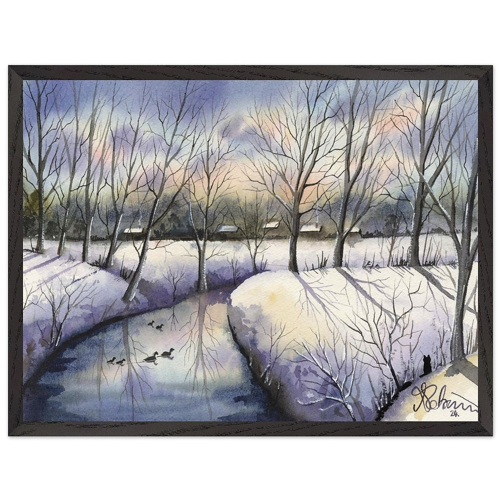 Thumbnail: Fenland Freeze, Winter Scene by artist Andrew Robinson andrewrobinsonart.com. Available in fine art print, poster, canvas prints and mugs etc