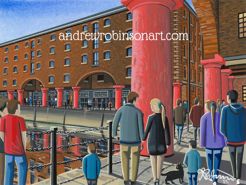 Thumbnail: Liverpool Albert Dock framed art print by artist andrew robinson andrewrobinsonart cityscape art urban art gifts artwork wall art