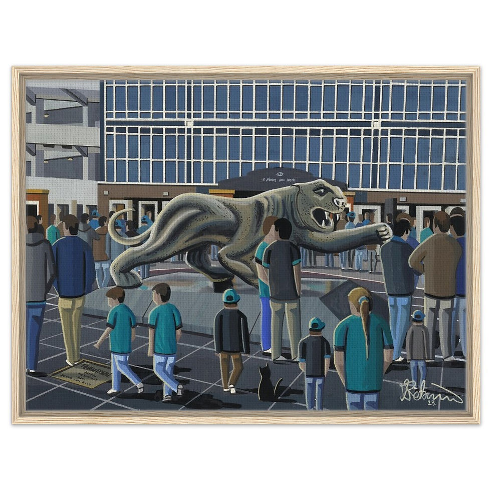 Thumbnail: Jacksonville Jaguars NFL Football Stadium By Artist Andrew Robinson andrewrobinsonart.com, Andrew Robinson art .Framed Fine Art Prints, Posters, Canvas Prints, Framed canvas prints, Ceramic Mugs etc sport, football, rugby, NFL