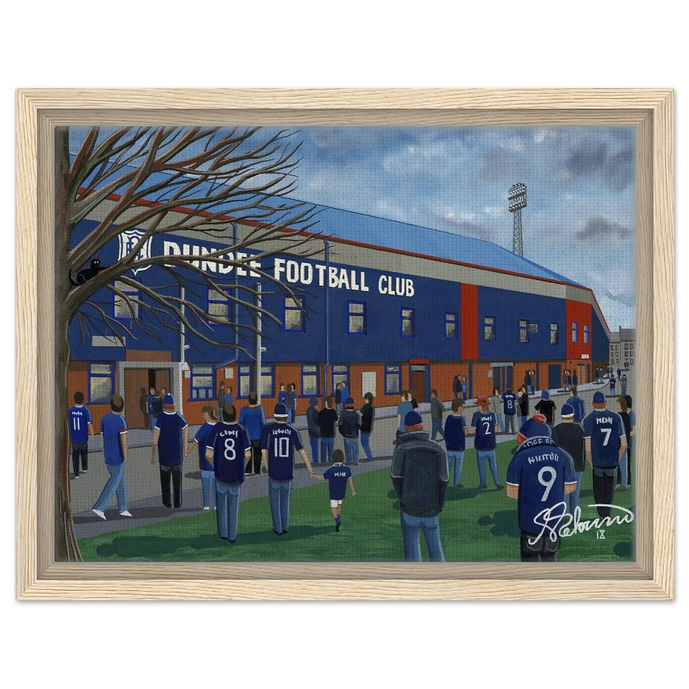 Thumbnail: Dundee F.C Dens Park  Football Stadium By Artist Andrew Robinson andrewrobinsonart.com, framed Fine Art Prints Posters, Canvas Prints, Ceramic Mugs etc