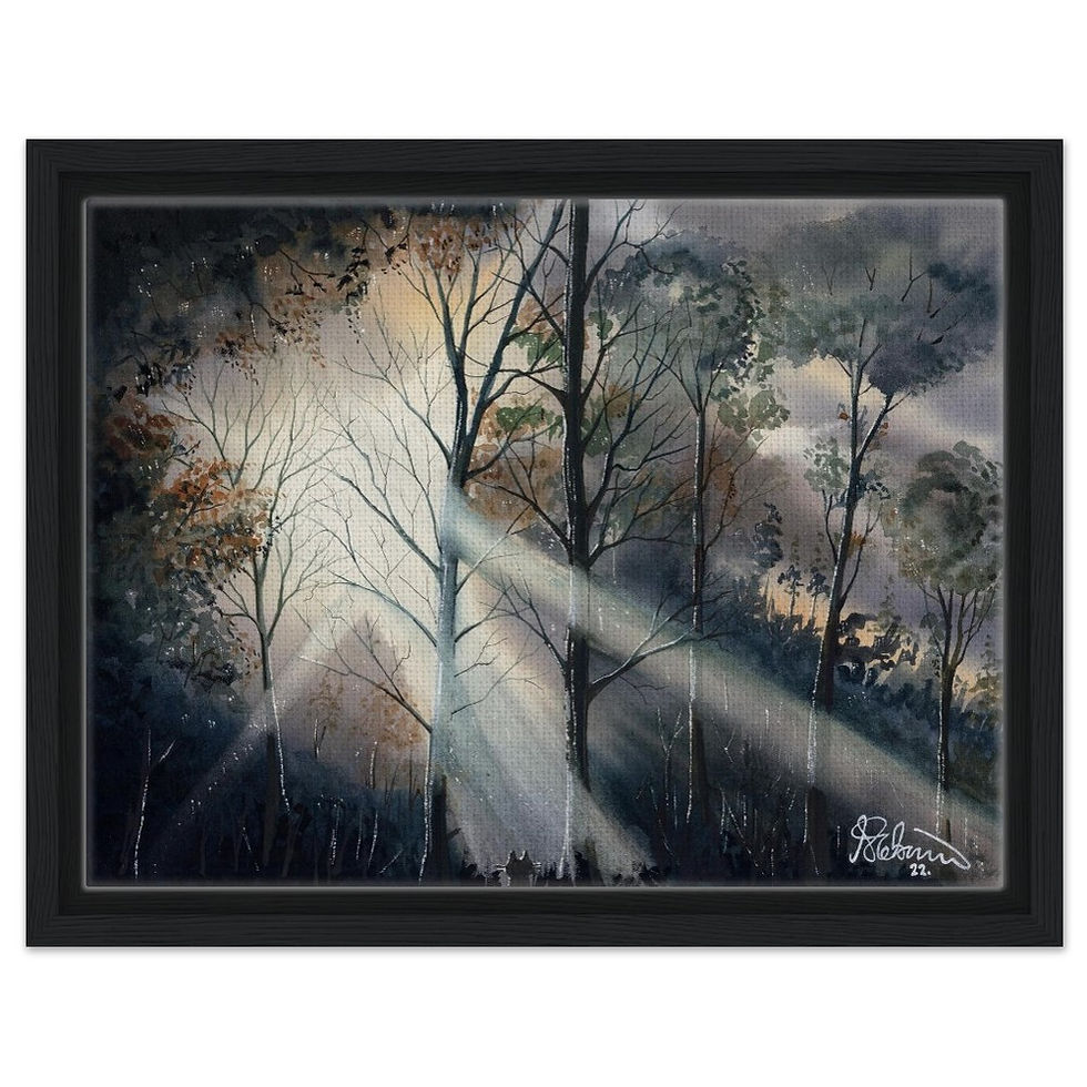 Thumbnail: Scattered Light at, Barleycroft Lagoon, Needingworth, Cambridgeshire snow winter scene by artist Andrew Robinson andrewrobinsonart.com. Available in fine art print, poster, canvas prints and mugs etc