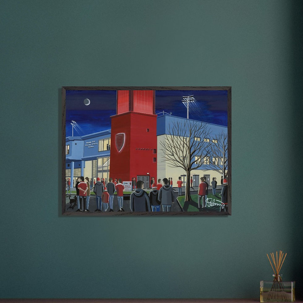 Thumbnail: Hull KR Craven Park Rugby  Stadium Scene by artist Andrew Robinson andrewrobinsonart.com. Available in fine art print, poster, canvas prints and mugs etc 