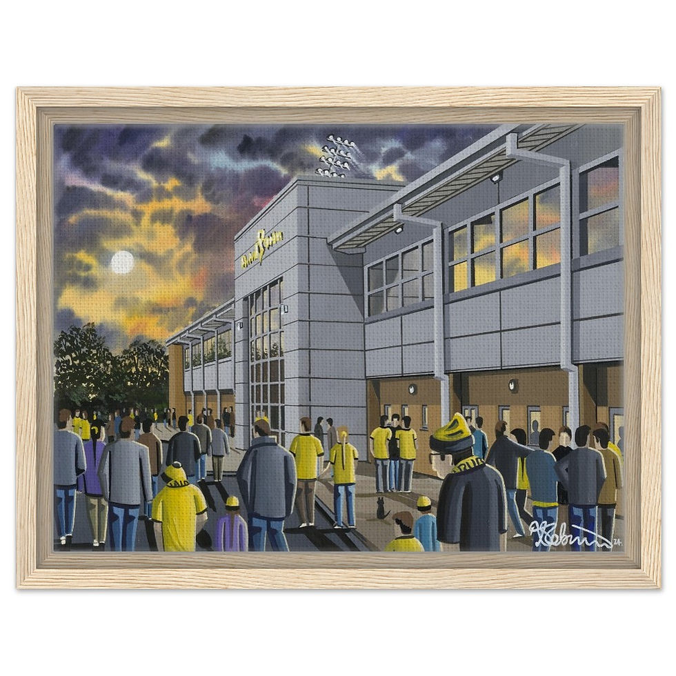Thumbnail: Burton Albion F.C Pirelli  Stadium. Football Framed Canvas Print. Ceramic Mugs, Fine Art Prints and posters etc By Artist Andrew Robinson. andrewrobinsonart.com