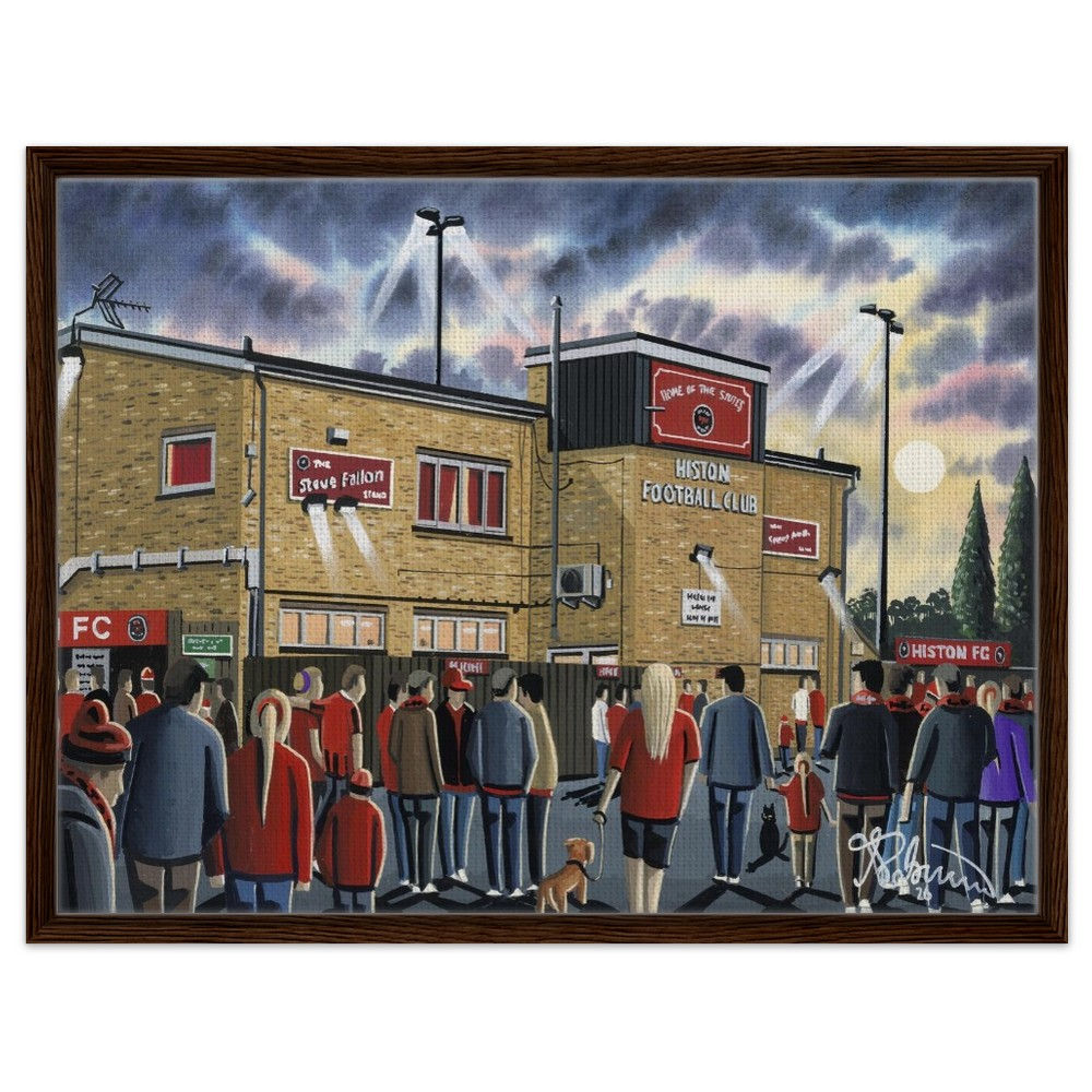 Histon FC, Football Framed Canvas Print. Bridge Road Stadium Wall Art Gift andrewrobinsonart.com