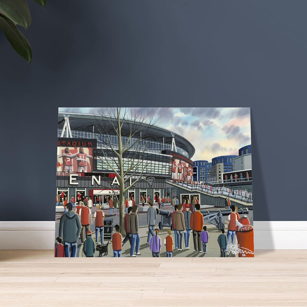 Thumbnail: Arsenal FC Emirates Stadium By artist Andrew Robinson. Fine art prints, posters, canvas prints, & mugs etc available from andrewrobinsonart.com