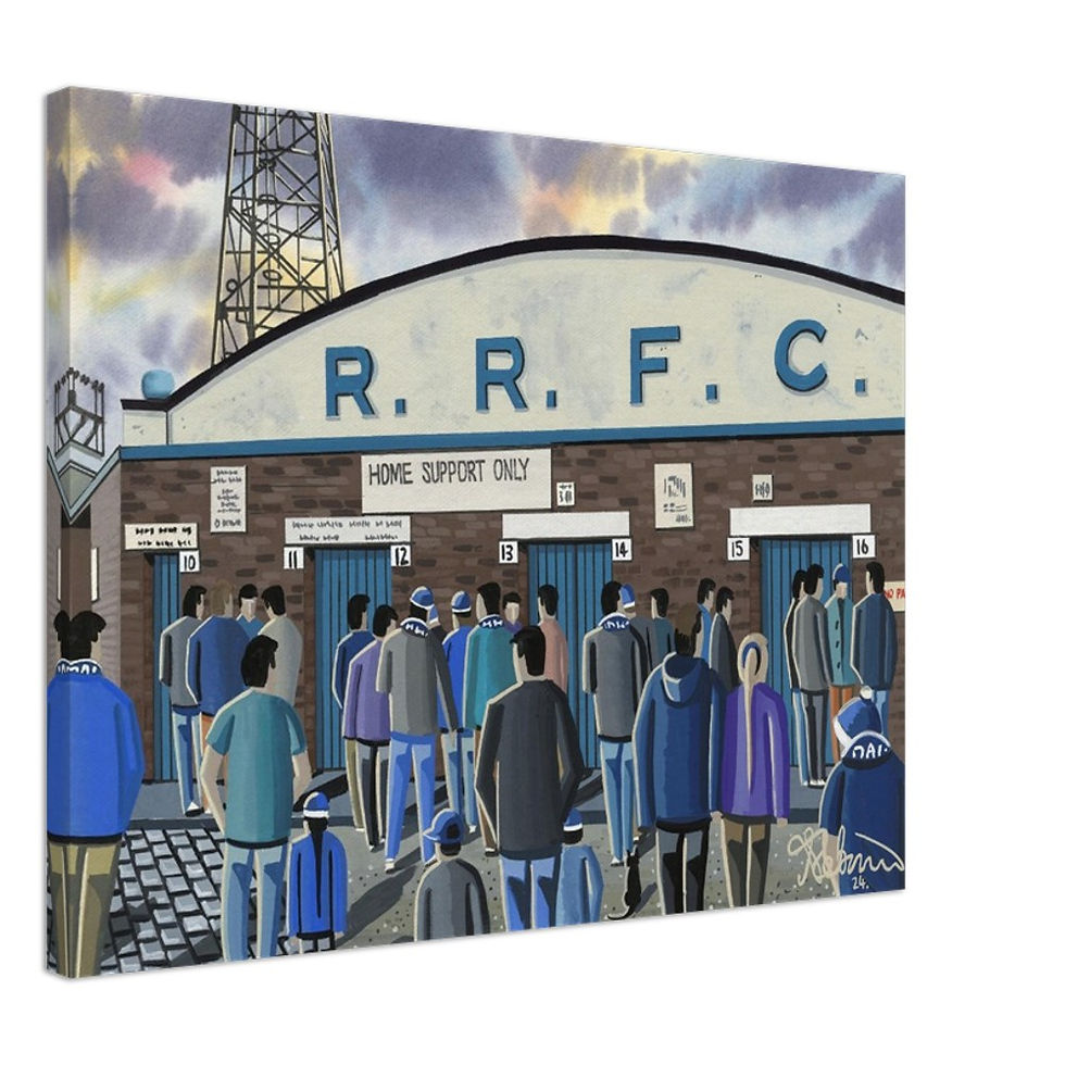 Retro Raith Rovers Starks Park Stadium By Artist Andrew Robinson, Framed Fine Art  Prints, Posters, Canvas Prints, Framed canvas prints, Ceramic Mugs. andrewrobinsonart.com