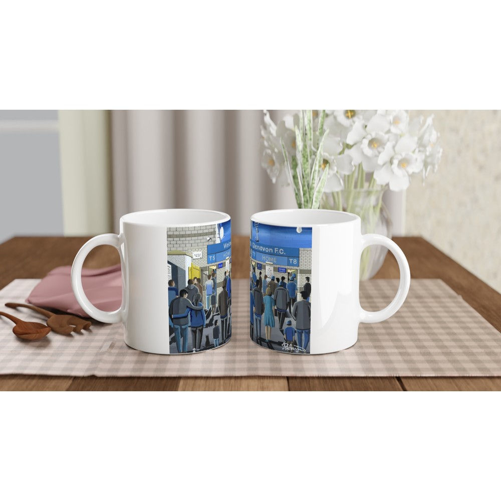 Glenavon FC Mourneview Park football stadium scene by artist Andrew Robinson andrewrobinsonart.com. Available in fine art print, poster, canvas prints and mugs etc