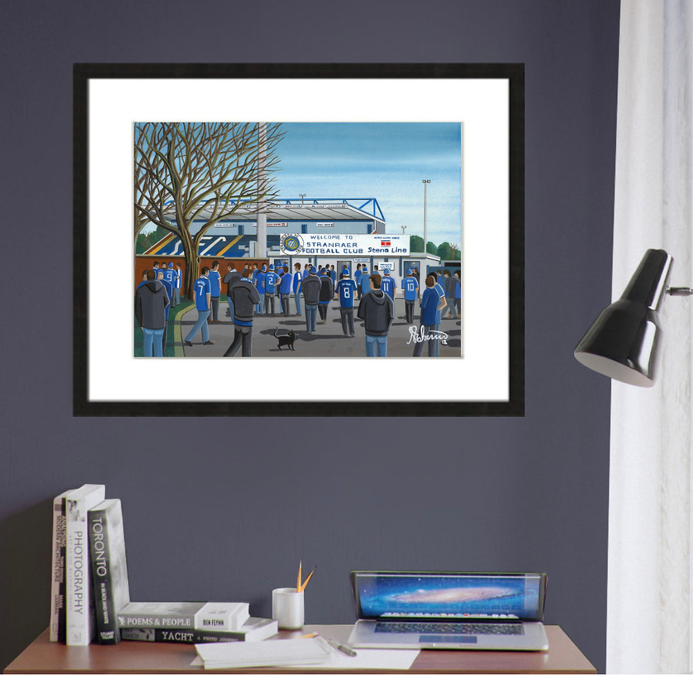 Thumbnail: Stranraer FC framed football club stadium fine art print by Andrew Robinson art andrewrobinsonart
