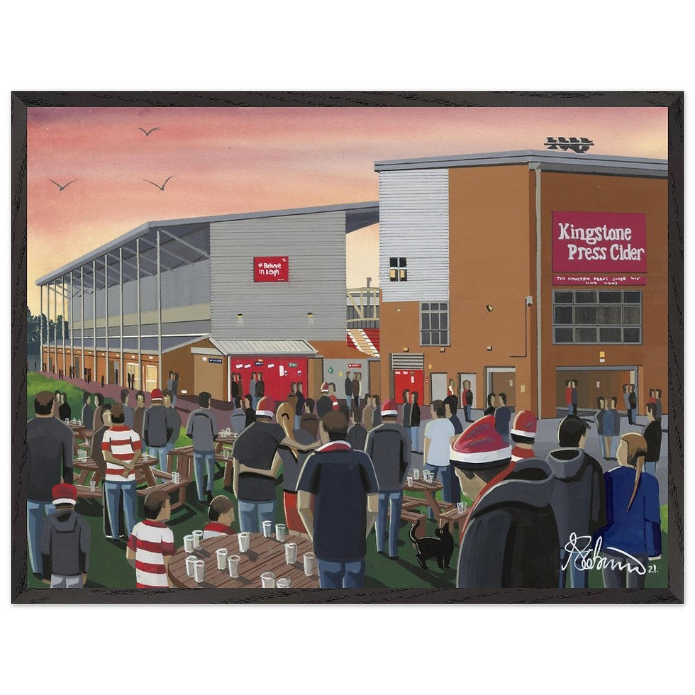 Leigh Leopards Leigh Sports Village rugby stadium scene by artist Andrew Robinson andrewrobinsonart.com. Available in fine art print, poster, canvas prints and mugs etc