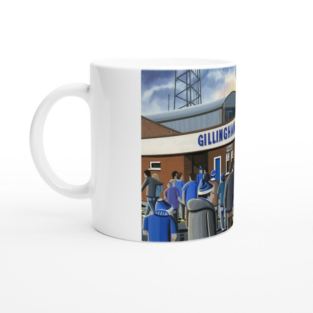 Gillingham F.C, Football 11oz Ceramic Mug. Retro Stadium Art Gift.