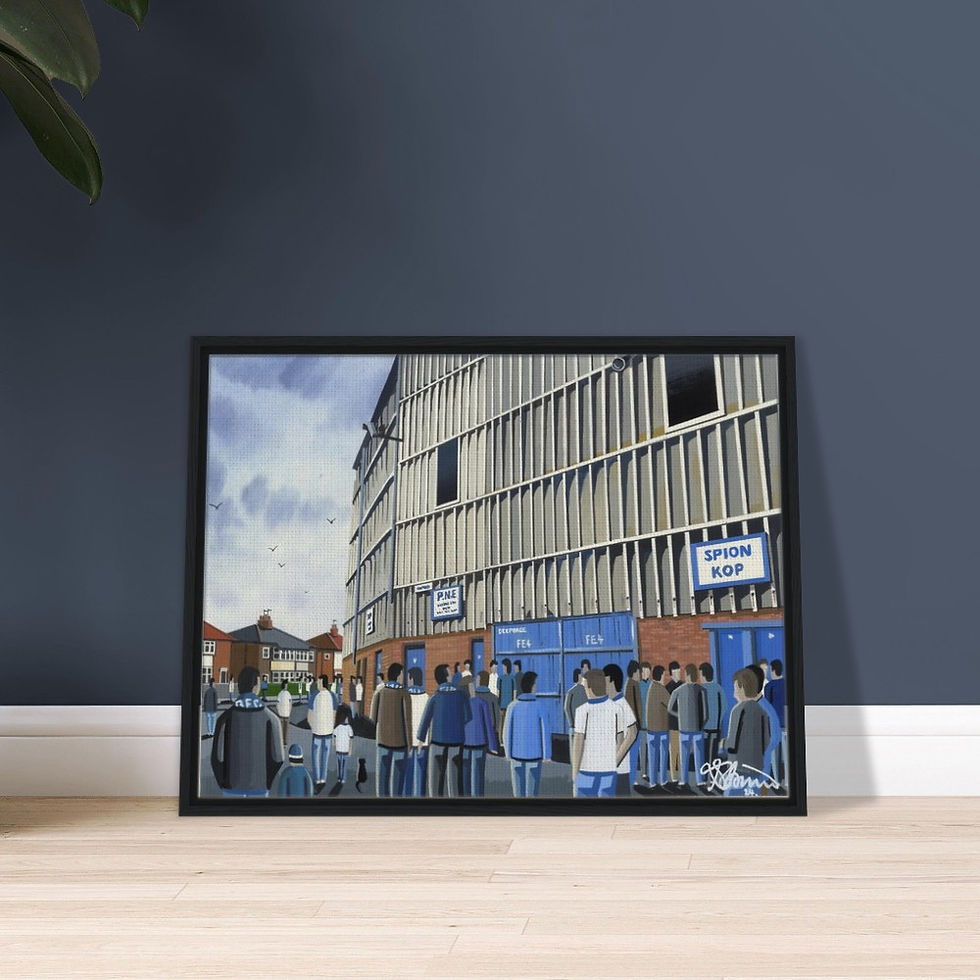 Thumbnail: Retro Preston Nort End Deepdale Stadium By Artist Andrew Robinson, Framed Fine Art  Prints, Posters, Canvas Prints, Framed canvas prints, Ceramic Mugs. andrewrobinsonart.com