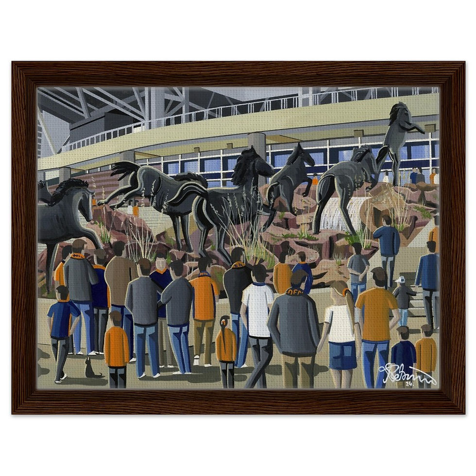 Thumbnail: Denver broncos NFL Football Stadium By Artist Andrew Robinson andrewrobinsonart.com, Andrew Robinson art .Framed Fine Art Prints, Posters, Canvas Prints, Framed canvas prints, Ceramic Mugs etc sport, football, rugby, NFL