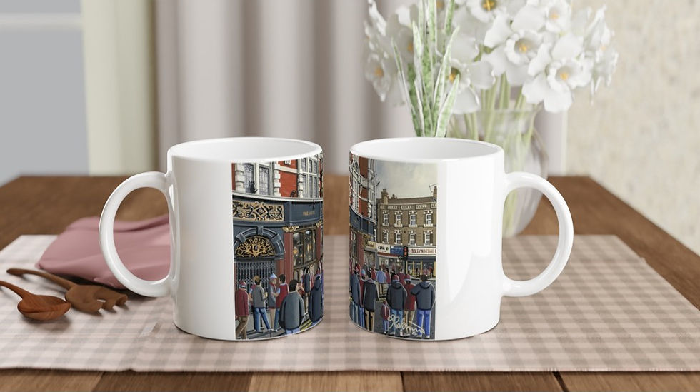 West Ham Utd supporters pub. The Boleyn Tavern pub. Painting by artist Andrew Robinson. A range of prints , posters & mugs available from andrewrobinsonart.com