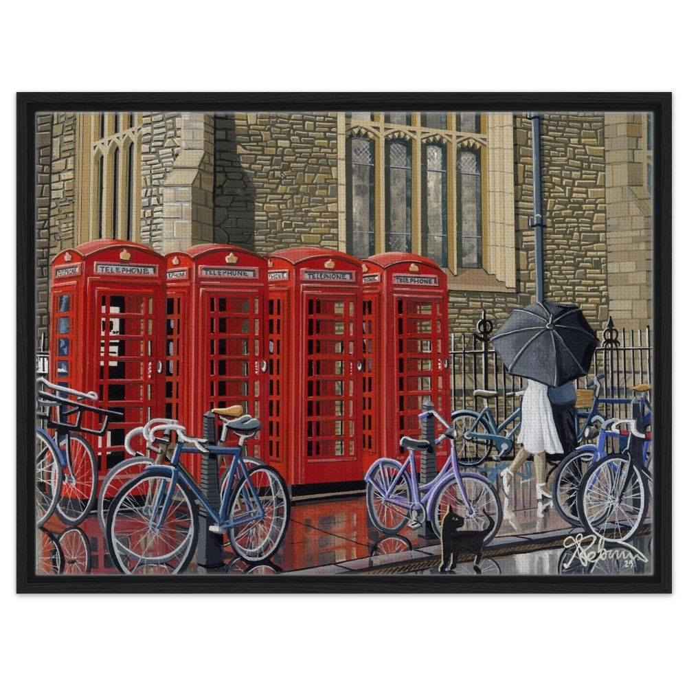 Cambridge, Market Sq. Framed Canvas Print. Cityscape Landmark Wall Art