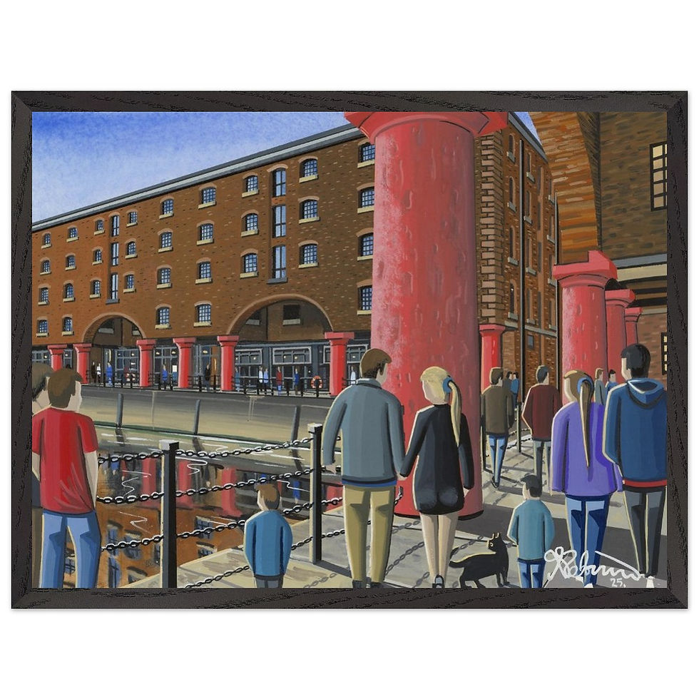 Thumbnail: Liverpool Royal Albert Dock cityscape art print by artist Andrew Robinson. Prints, posters, canvas prints & mugs etc available from andrewrobinsonart.com
