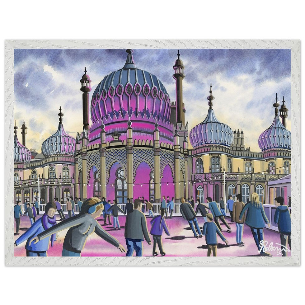 Thumbnail: Brighton Ice Rink & Pavilion cityscape art print by artist Andrew Robinson. Prints, posters, canvas prints & mugs etc available from andrewrobinsonart.com