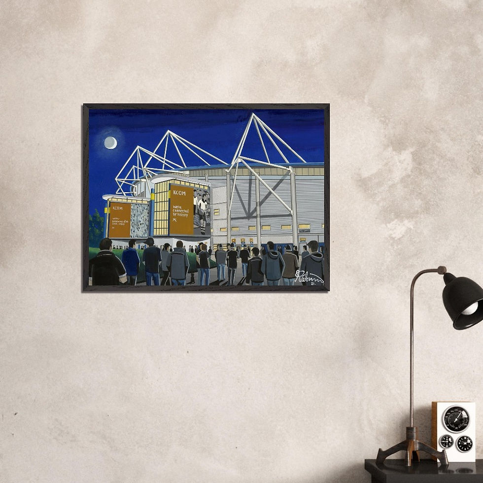 Thumbnail: Hull FC Rugby Stadium Scene by artist Andrew Robinson andrewrobinsonart.com. Available in fine art print, poster, canvas prints and mugs etc 