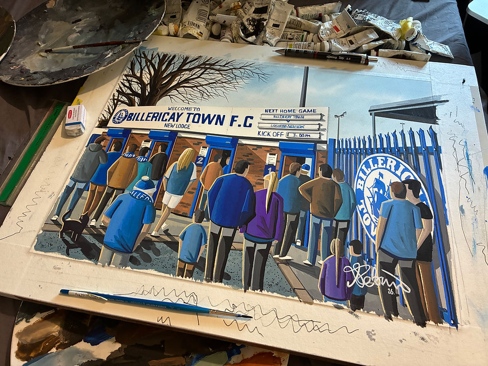 Billericay Town FC painting by artist Andrew Robinson andrewrobinsonart.com