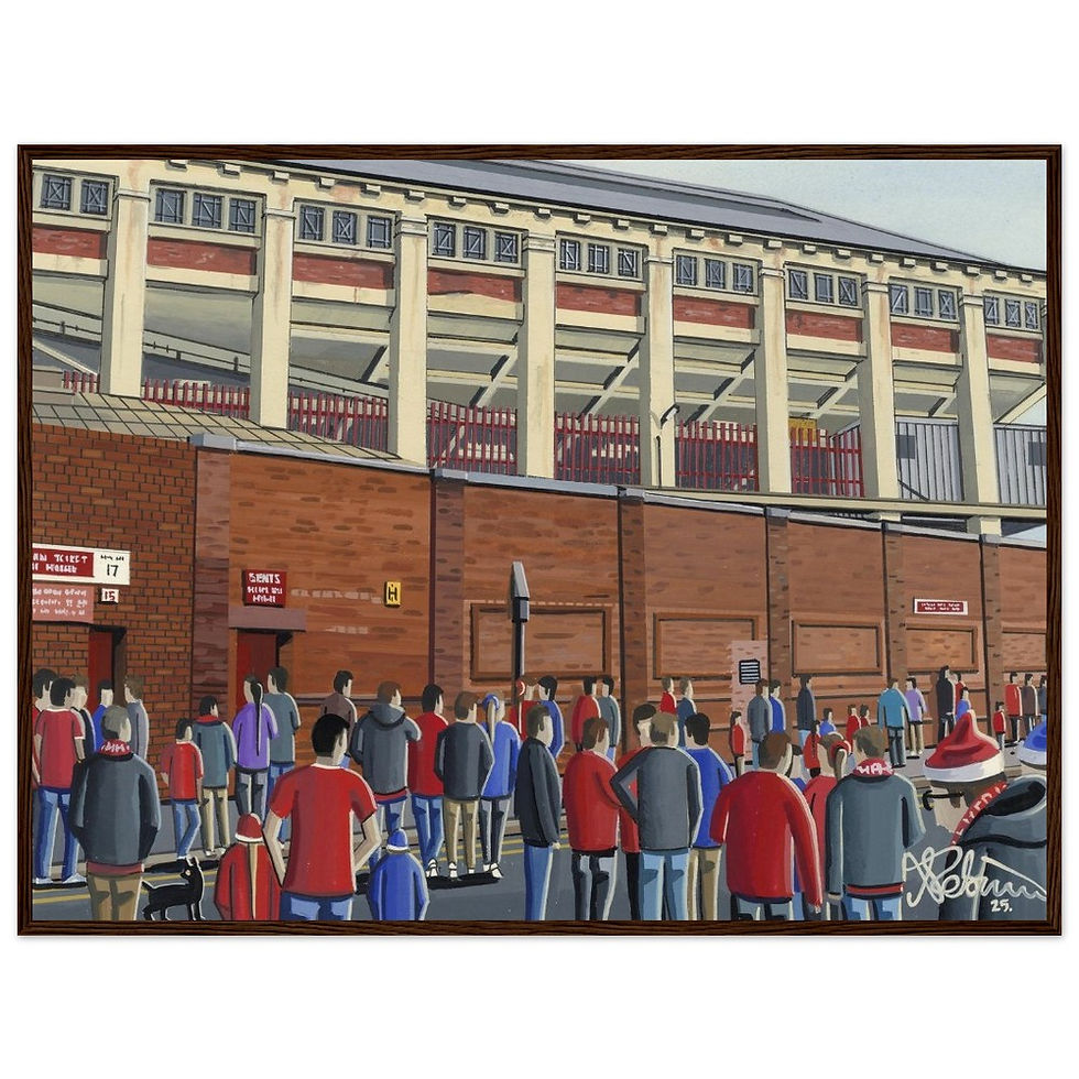 Liverpool FC retro Anfield. Museum Quality Matte Paper Wooden Framed Poster