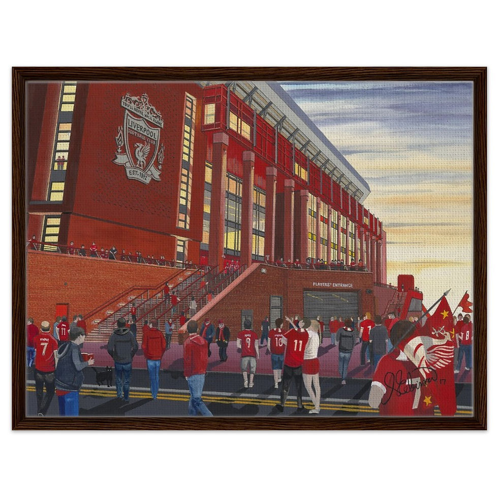 Thumbnail: Liverpool F.C Anfield Football Stadium By Artist Andrew Robinson andrewrobinsonart.com, framed Fine Art Prints Posters, Canvas Prints, Ceramic Mugs etc