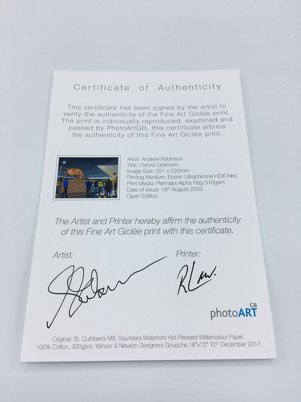 Thumbnail: Oxford United utd Kassam football stadium. Ready to hang framed & mounted Utd United art print. Ideal wall art football club F.C memorabilia gift for birthdays, Christmas, Father’s Day. Perfect addition to any home or office. By artist Andrew Robinson.